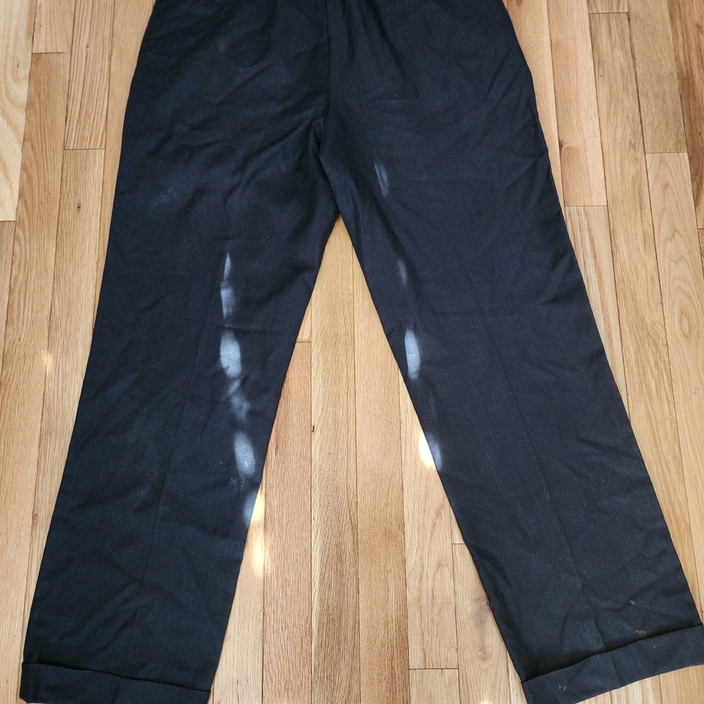Zegna Men’s Navy Wool Pleated  Dress Trousers - Classic Straight Fit.34 Waist